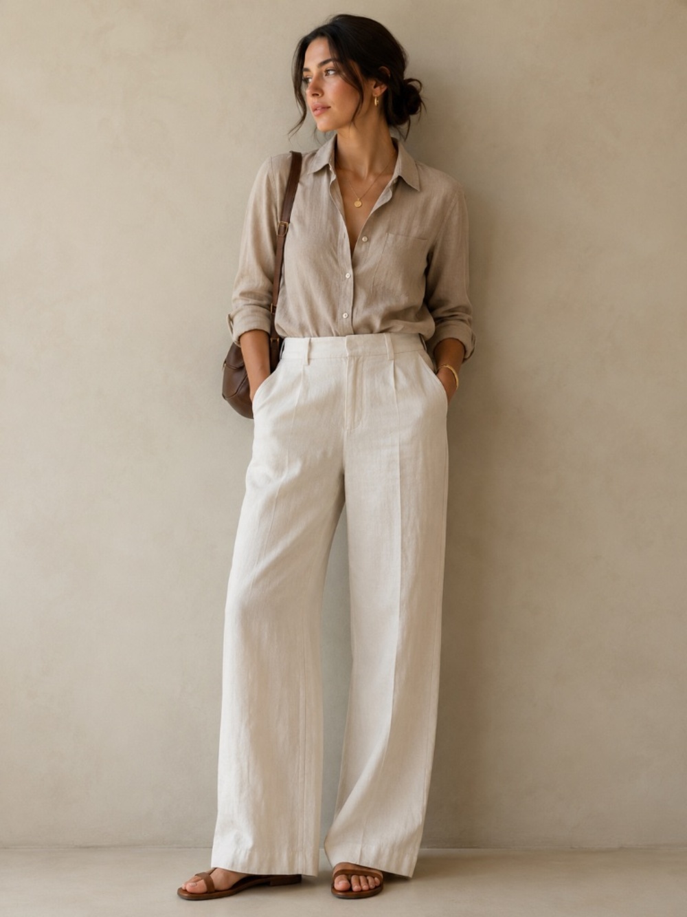 Mexx 100% linen trousers/pants white 10 capsule wardrobe old money quiet luxury